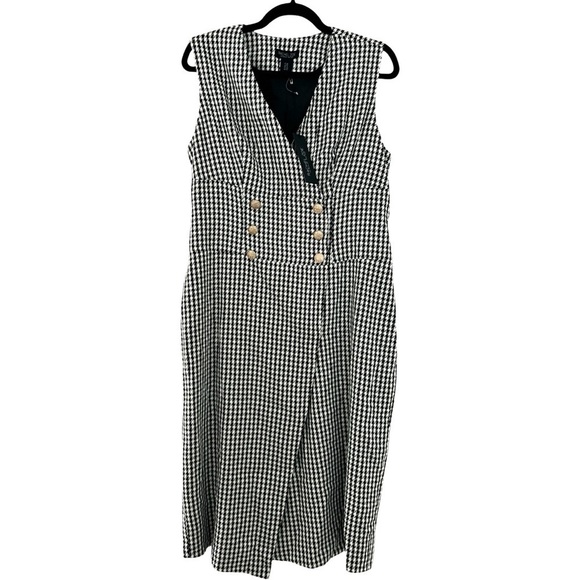 NWT RACHEL ZOE Double Breasted Houndstooth Dress Black and White Sz 10 - Picture 2 of 7